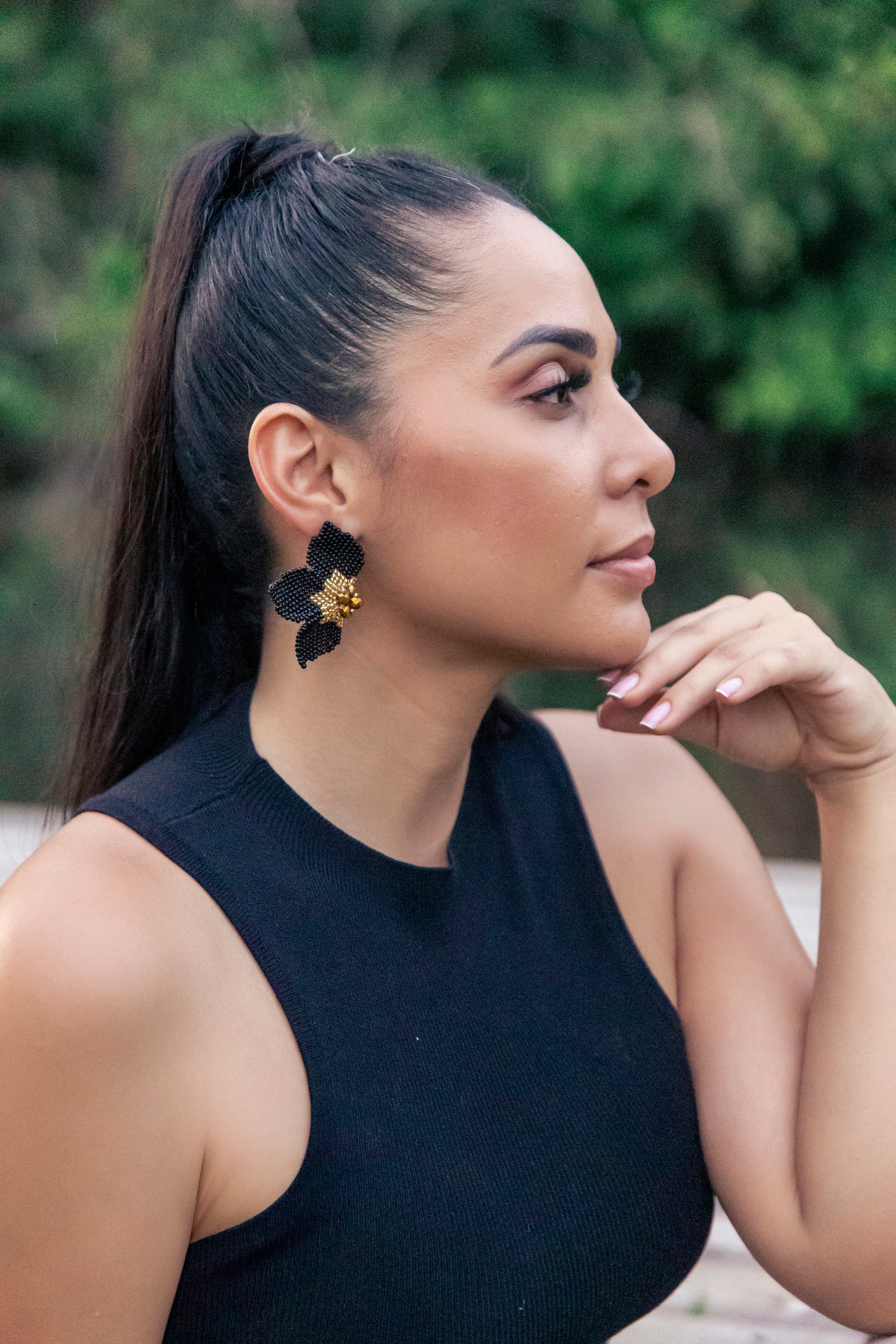 Black Orchid Earrings