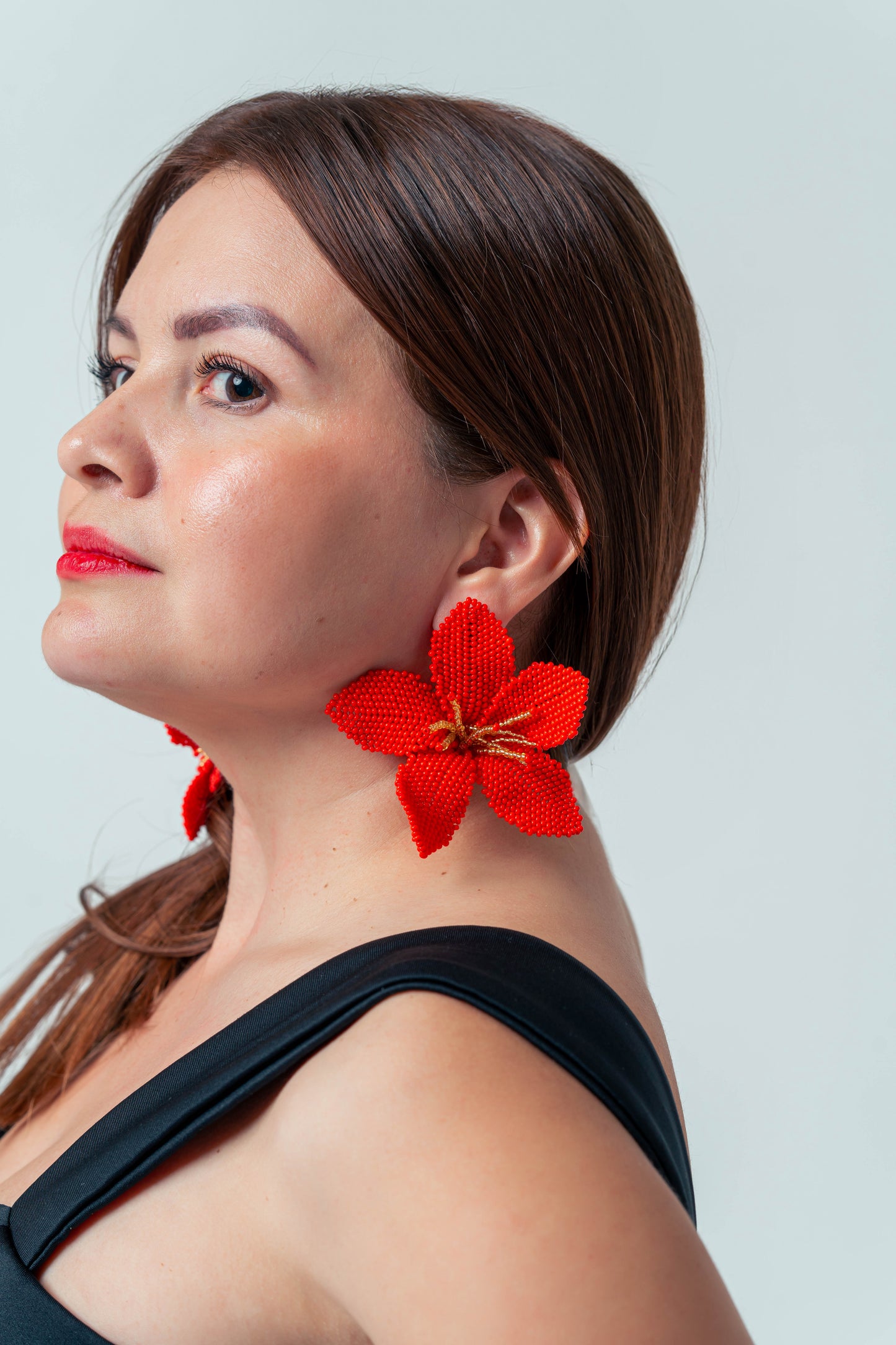 Red Flower Earrings